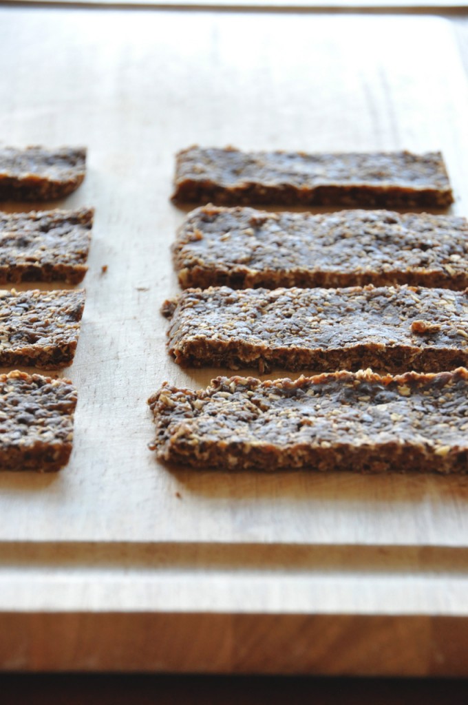 Cutting board with a batch of our vegan No-Bake Cookie Bars