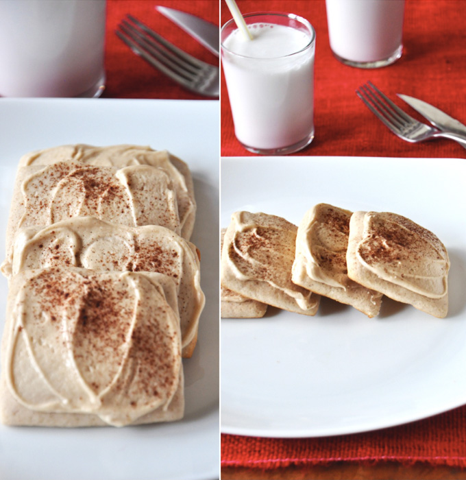 French Toast Sugar Cookies and glasses of milk for a delicious holiday dessert
