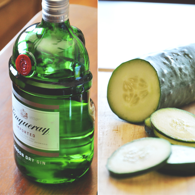 Gin and cucumber for making our Cucumber Cooler Cocktails recipe