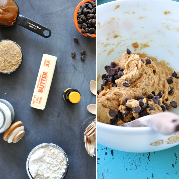 Ingredients and a bowl of dough for our Pumpkin Cookie Dough Pops recipe