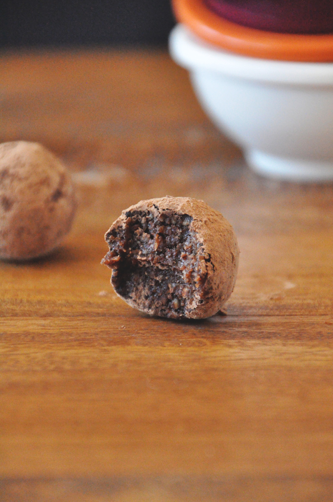 Raw Vegan Mayan Truffles Showing the delicious tender inside of a Raw Mayan Vegan Truffle