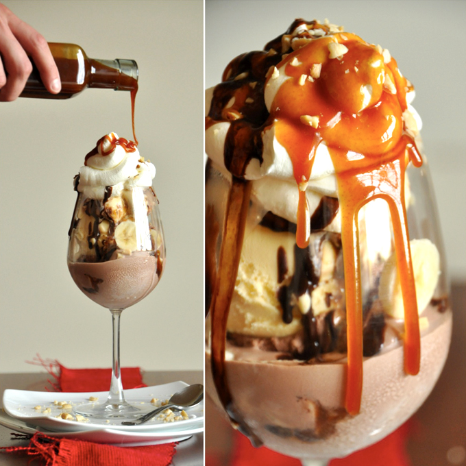 The Ultimate Sundae || Bourbon Caramel Sauce Drizzling our homemade Bourbon Caramel Sauce onto a sundae