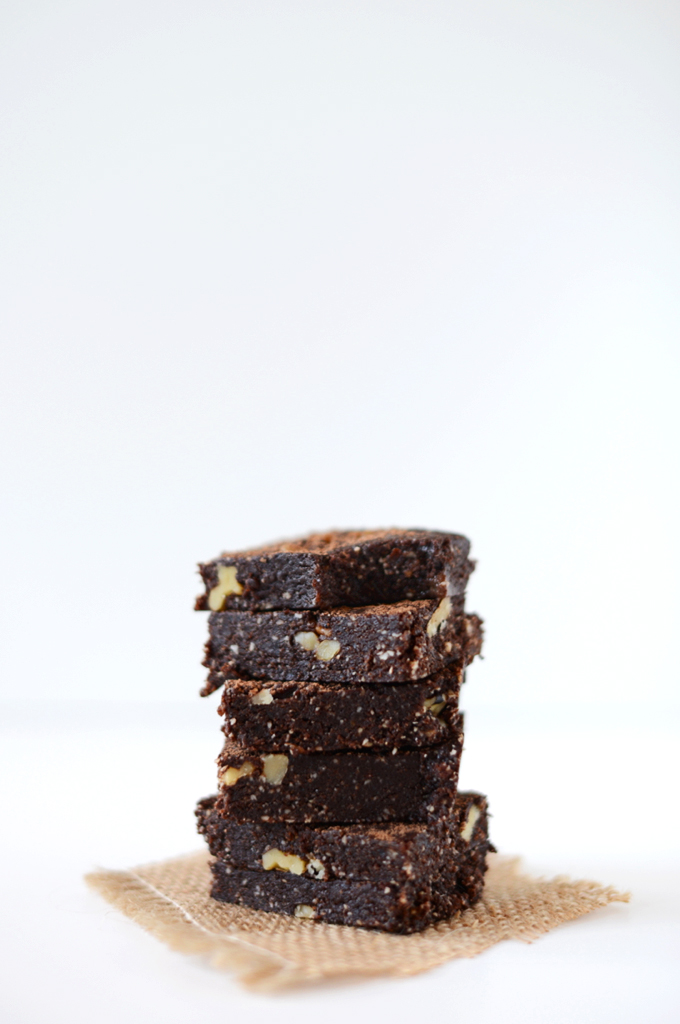 Stack of our delicious 5-Minute Espresso Walnut Brownies recipe