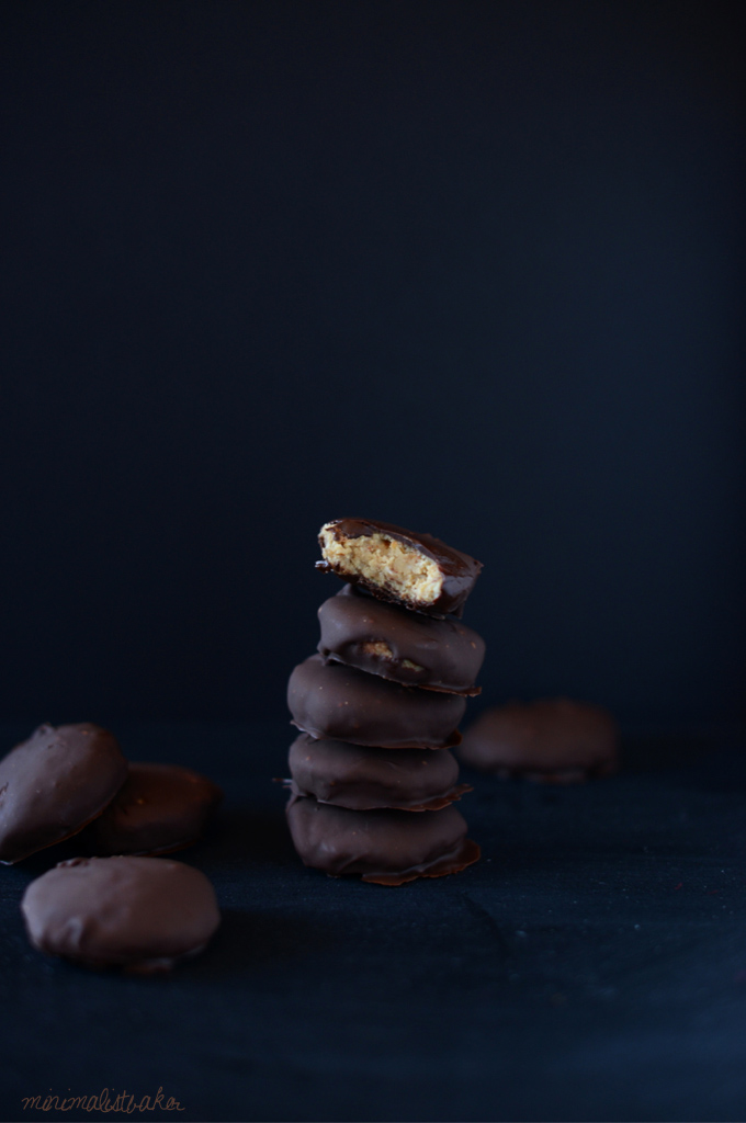 Stack of homemade Vegan Peanut Butter Patties