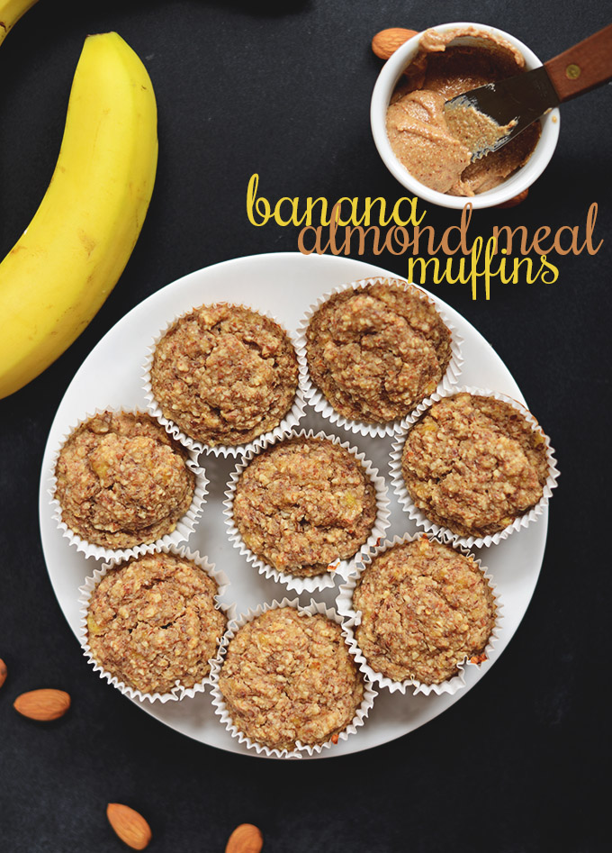 Plate of Banana Almond Meal Muffins 