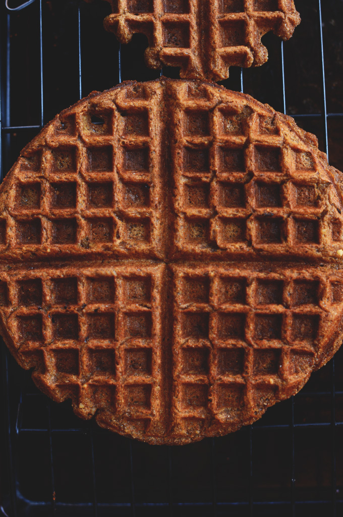 Cooling rack with a Whole Grain Vegan Waffle on it