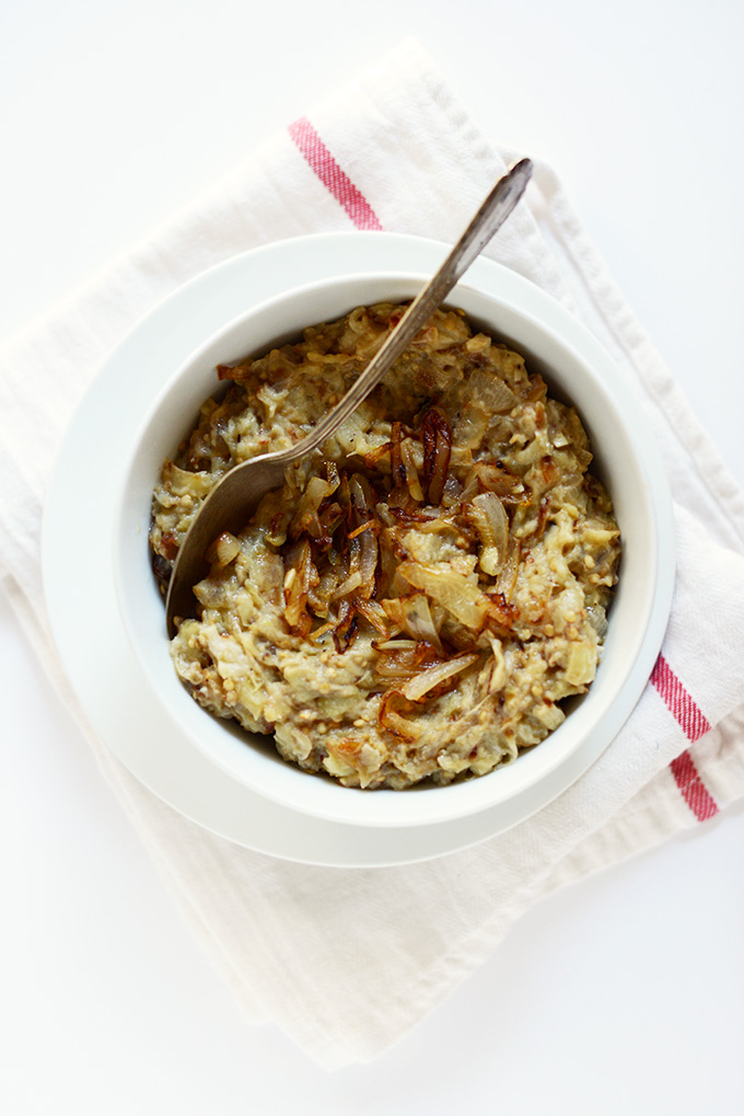Bowl of Borani Persian Eggplant Dip for a healthy appetizer