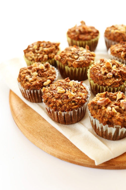 Batch of our simple gluten-free vegan healthy carrot muffins
