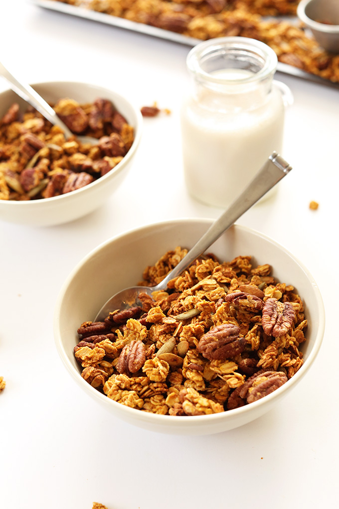 Bowls of our Pumpkin Pecan Granola recipe