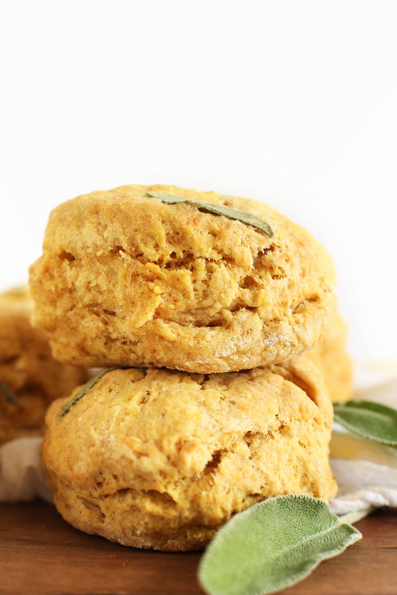 Stack of our Pumpkin Sage Biscuits ready for the Thanksgiving meal