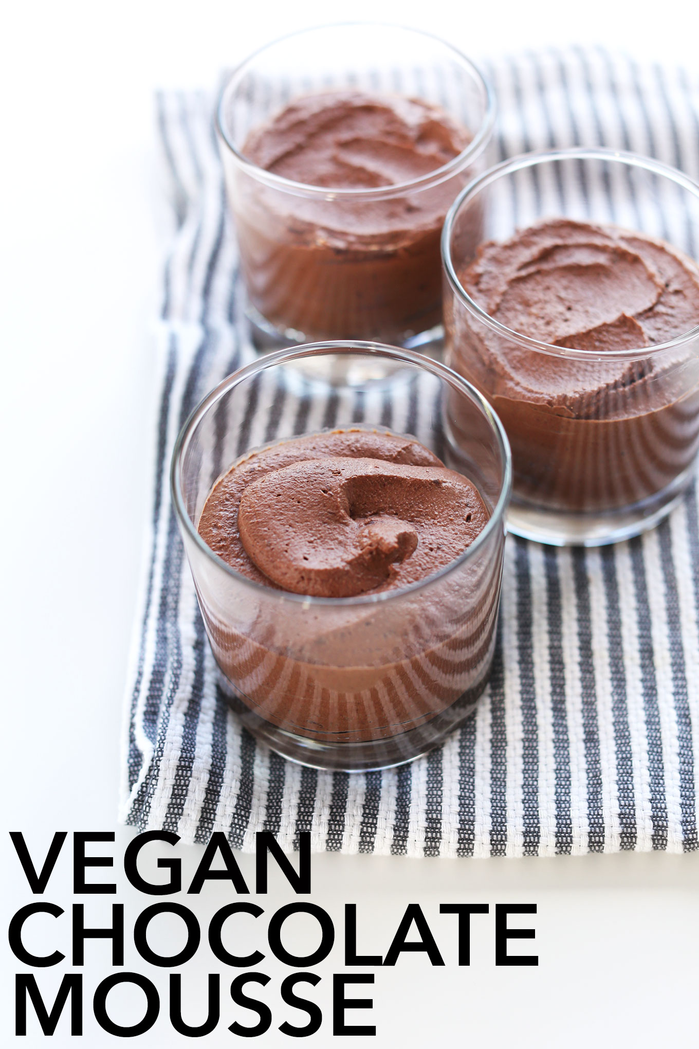 Jars of homemade Vegan Chocolate Mousse 