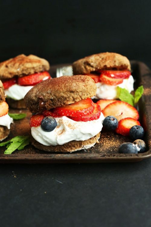 Baking sheet filled with 1-Bowl Flaky Vegan Chocolate Shortcakes