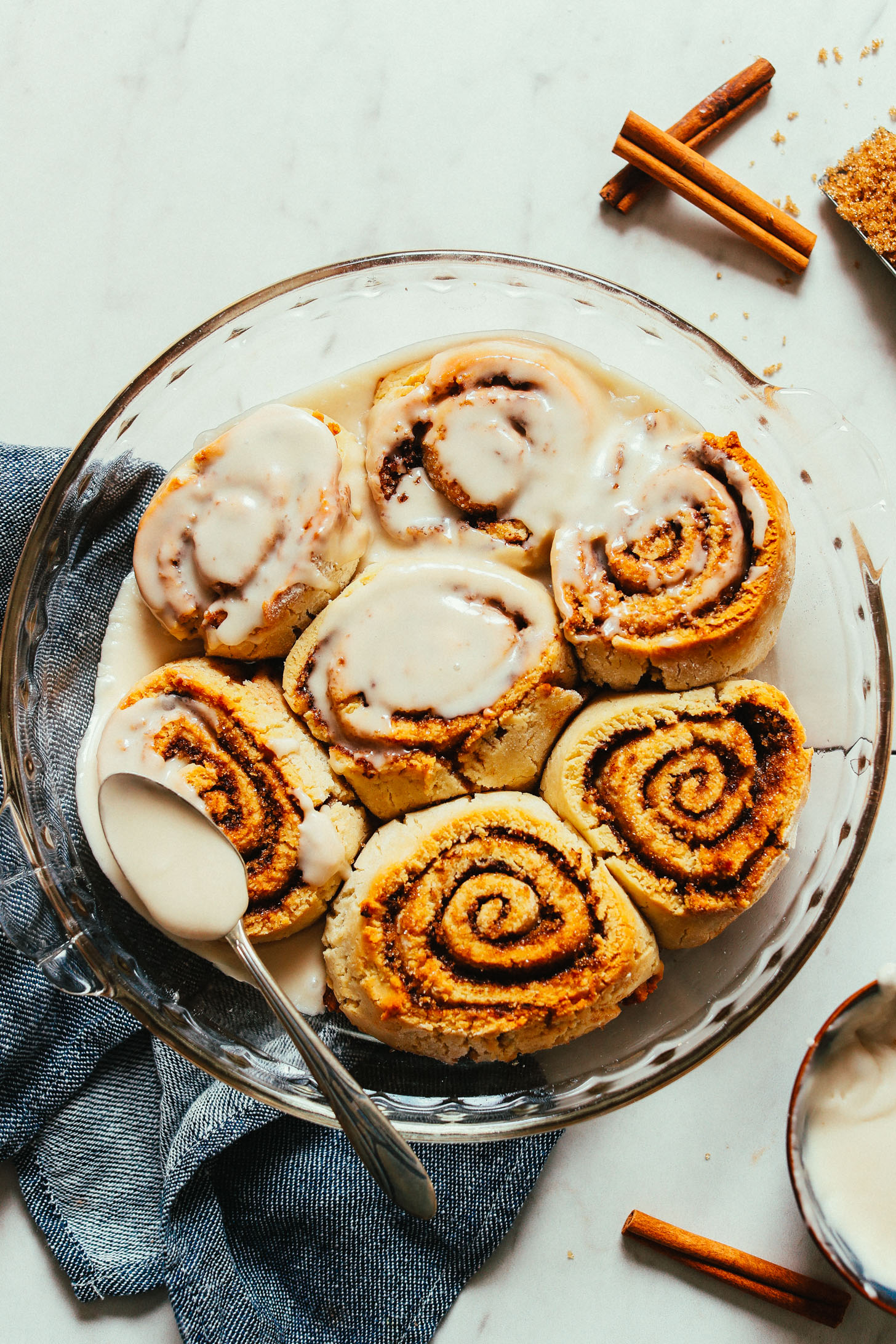 Pan of our Amazing Vegan Gluten-Free Cinnamon Rolls