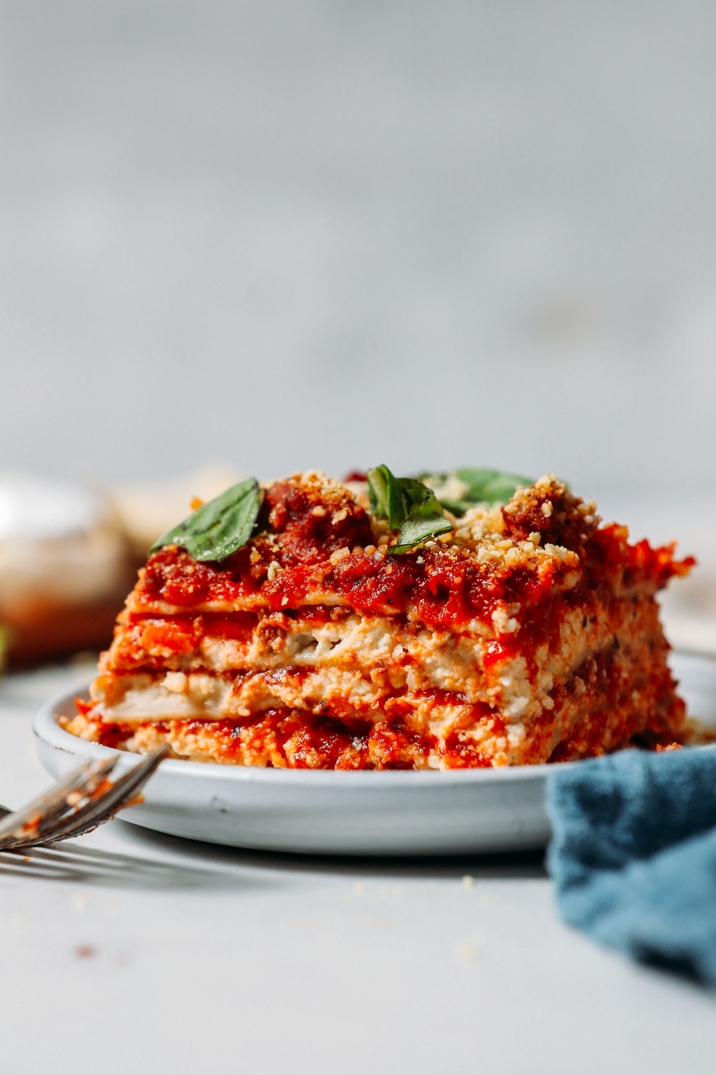 Side view of a slice of Gluten-Free Lasagna