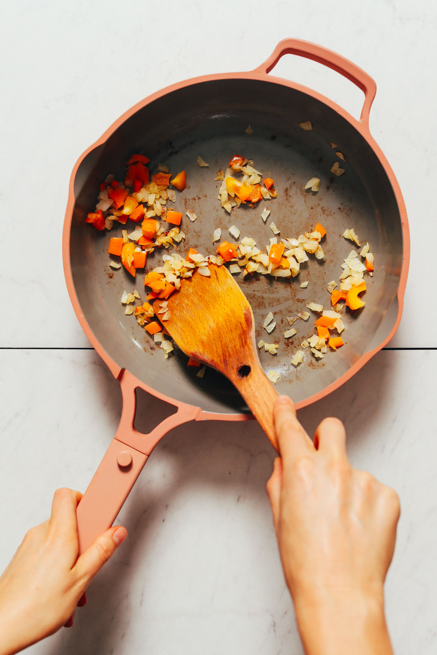 Sautéing vegetables in the Always Pan