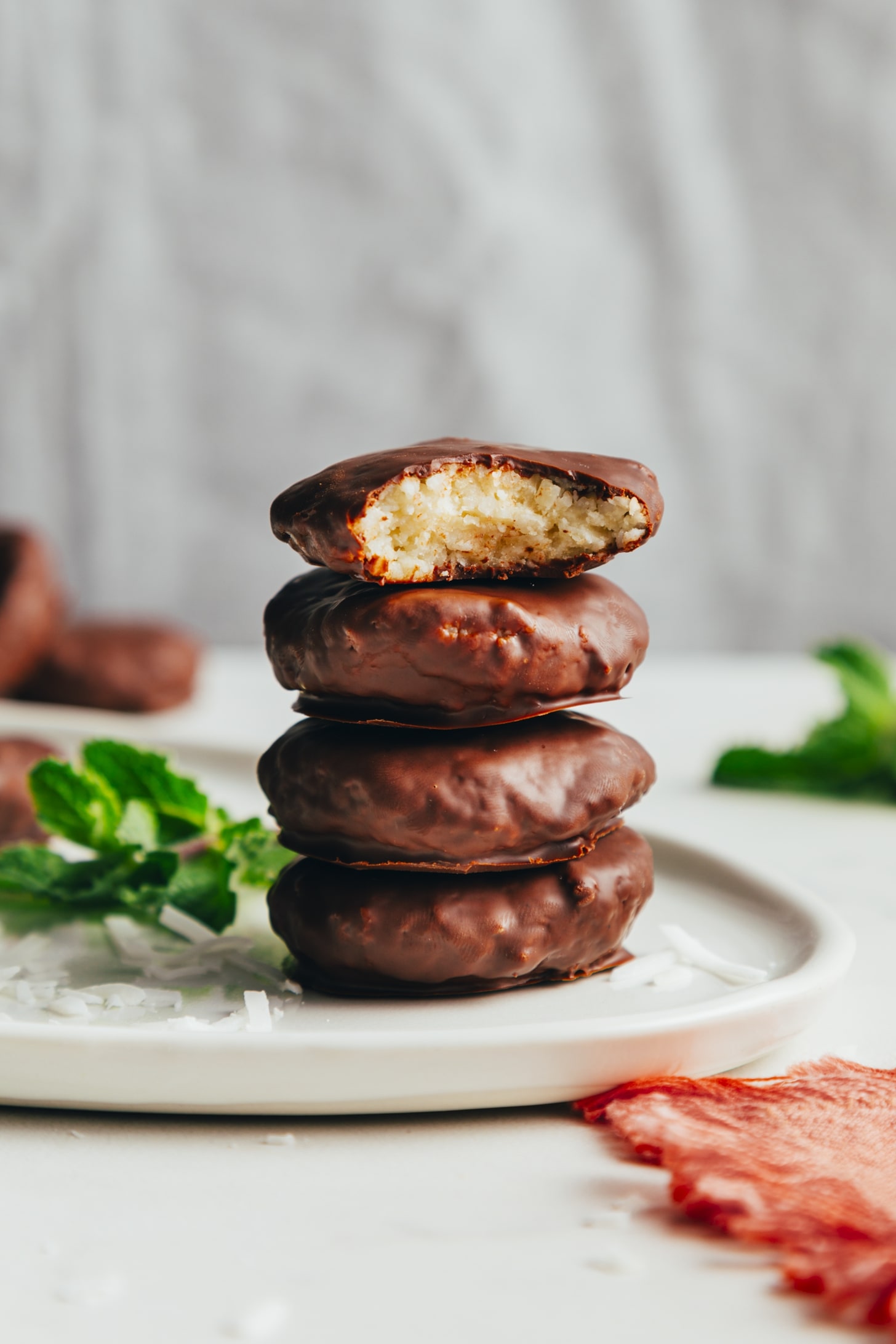 Stack of homemade peppermint patties
