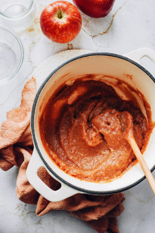 Pot of homemade apple butter