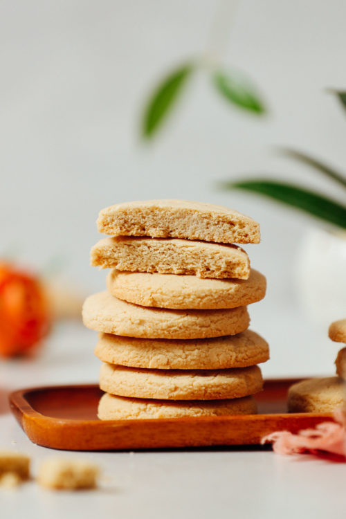 Stack of easy vegan gluten-free shortbread cookies