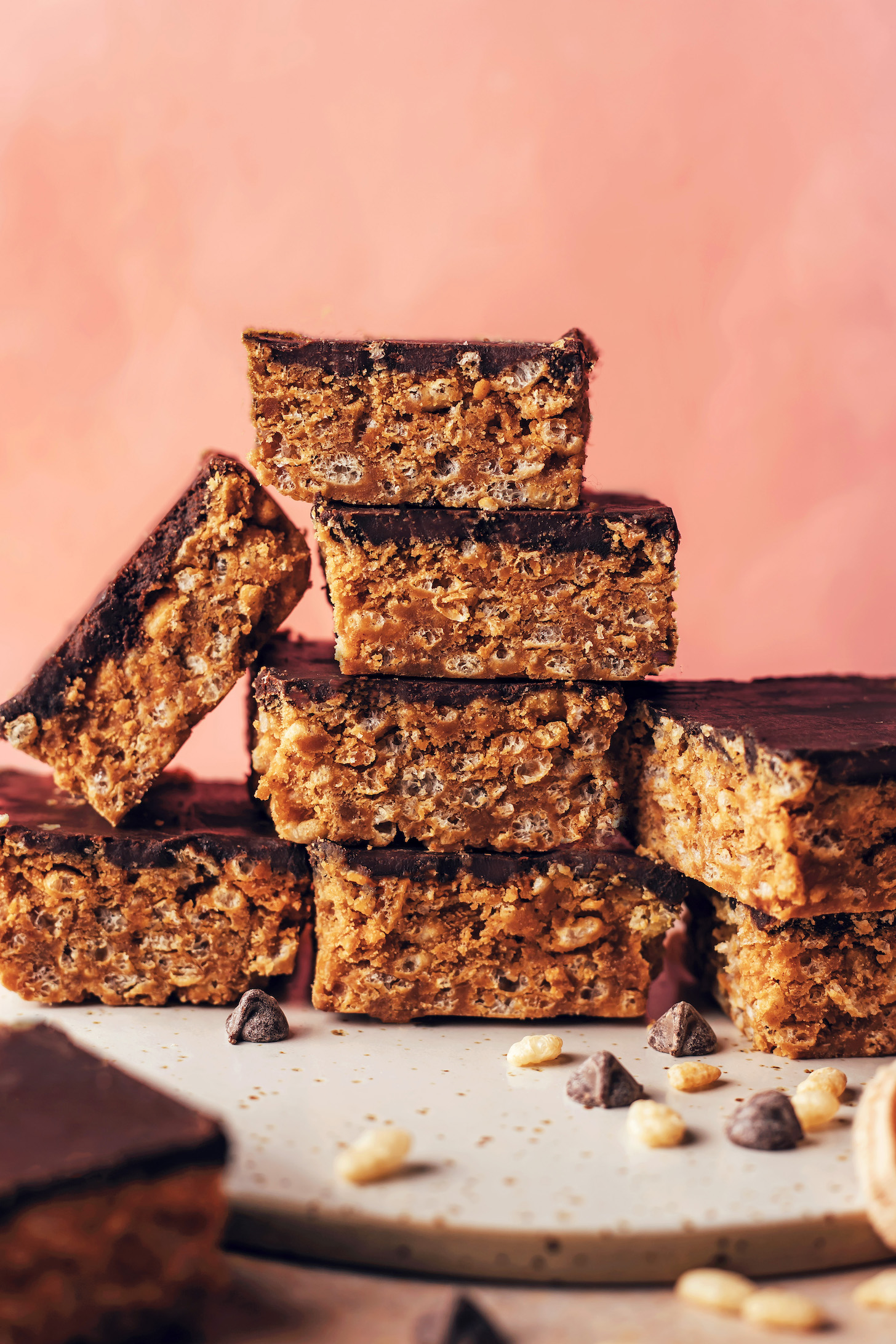 Stacks of homemade vegan gluten-free scotcheroos